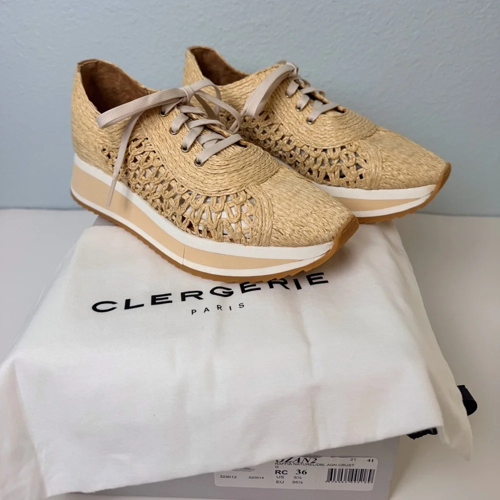 Robert Clergerie Ozan2 Raffia Woven Platform Sneakers Size-US 6/EUR 36 NIB